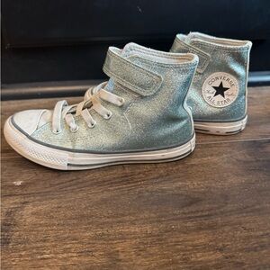 Sparkly metallic blue high top converse little kid size 12